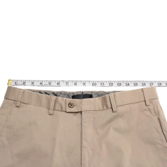Hiltl NWT Dress Pants Size 34 US Contemporary Fit in Solid Beige Cotton Blend